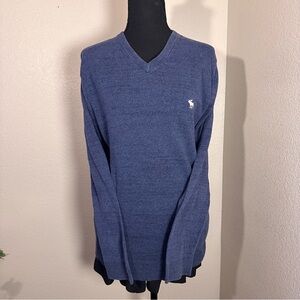 VINTAGE Abercrombie & Fitch Blue V-Neck Pullover Sweater Moose logo. Size M.